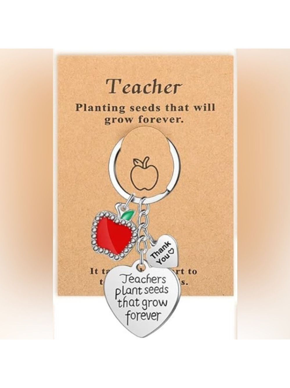 New Silver Teacher Appreciation Keychain Set